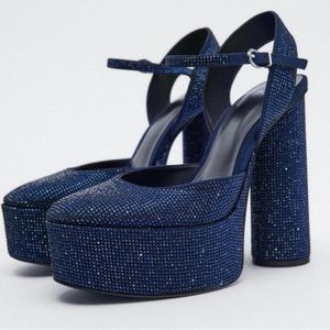 Zara blue sparkle platforms